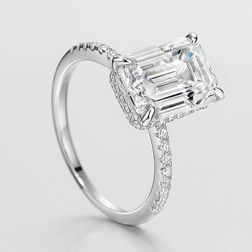 Michooyel Sterling Silver Emerlad Cut Diamond Jewelry Set