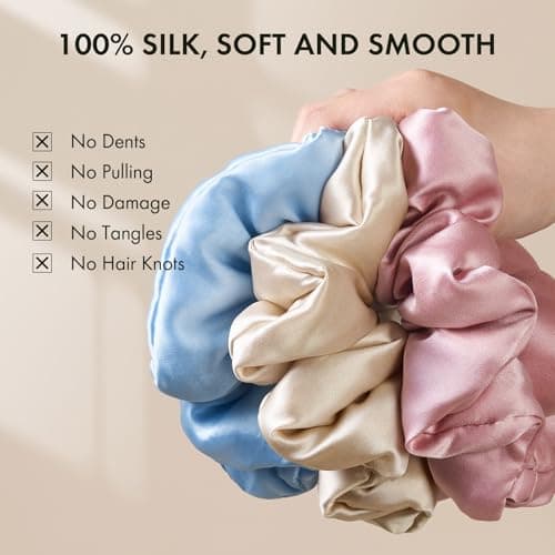 LilySilk Rosy Pink Oversized Mulberry Silk Scrunchies for Big Hair