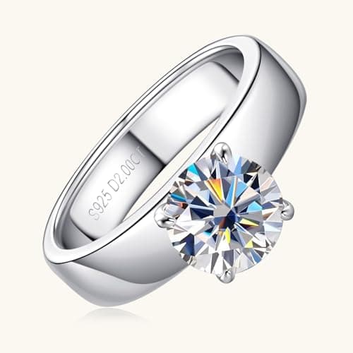 PROSTORY 2CT Moissanite Solitaire Ring 925 Silver VVS1 Clarity Anniversary Gift for Her