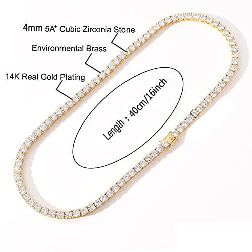 Jacruces Tennis Chain Women's Fake Diamond Bling Necklace Rhinestone Choker