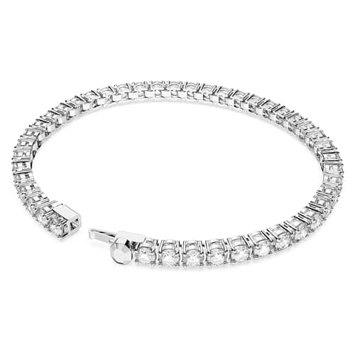 Swarovski Matrix Tennis Bracelet, Clear Round Cut Rhodium Finished