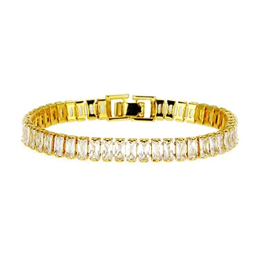 HH BLING EMPIRE Men's Silver and Gold Diamond Tennis Chains 16-30 Inches
