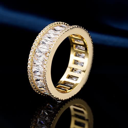 MDFUN 18K Gold Plated Womens Eternal CZ Wedding Promise Ring