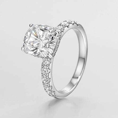 Michooyel 3ct Cushion Cut S925 Sterling Silver Engagement Ring for Women