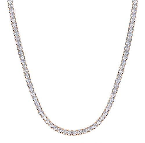 Savlano 18K Gold Plated CZ Round 4MM Classic Tennis Necklace, 18 Incheslseware