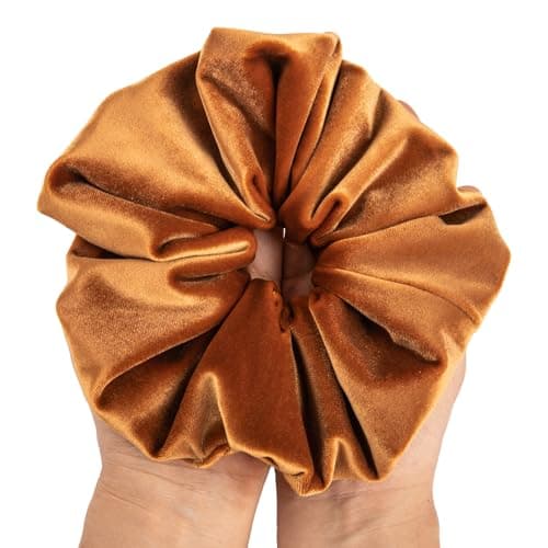 Jumbo Velvet Scrunchies for Women - Thick & Thin Hair, No Damage, Holds Tide (1 Pack, Yellow)
