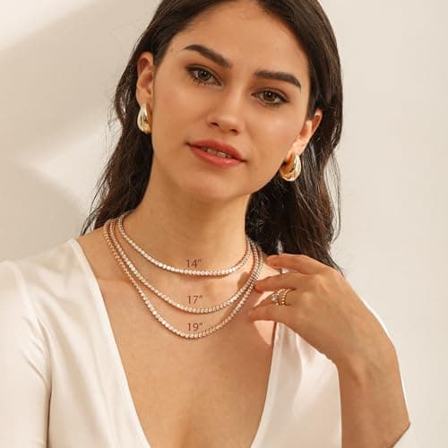 Elegant 14K Yellow Gold Bezel Round CZ Tennis Necklace | 3 Carat | Bridal Jewelry