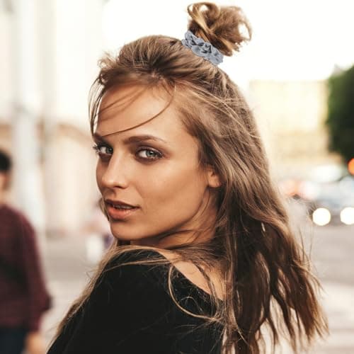 Satin & Silk Scrunchies Set - 6pcs Soft, Non-Slip for Thin/Curly Hair