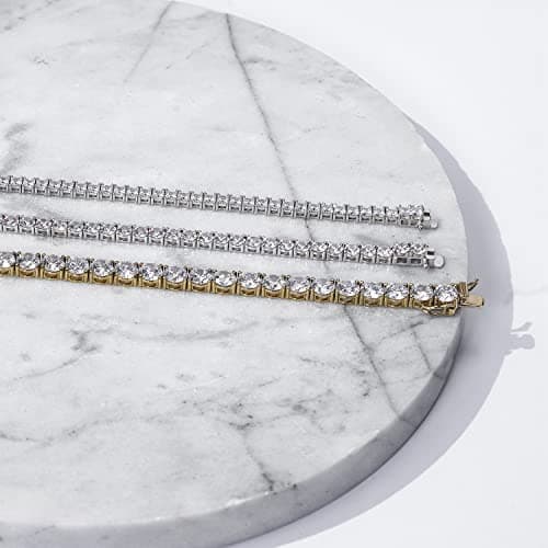 Amazon Essentials Sterling Silver Tennis Bracelet Set with Round Cut Infinite Elements CZ