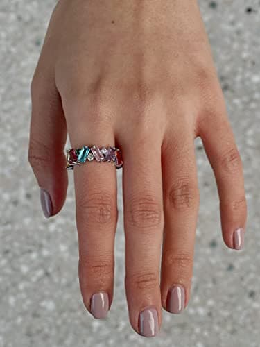 Michooyel Eternity Multicolor CZ Ring for Women