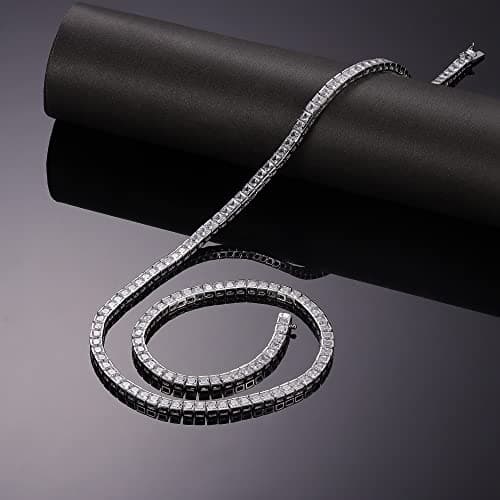 MDFUN 18K Gold Plated 3.0mm Cubic Zirconia Tennis Neck Choker 16-24 inches