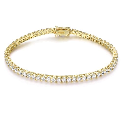 Gemsme 18K Gold Plated 3.0 CZ Classic Tennis Bracelet 6 Inch