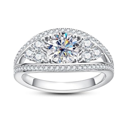 AimiIee Moissanite Engagement Ring 1.2-2.8CTTW VVS1 925 Sterling SilverVintage Halo Ring