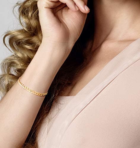 Miabella 18K Gold Over Sterling Silver 5mm Diamond-Cut Cuban Chain Bracelet, Made in Italy