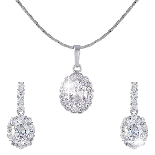 Crysdue Wedding Jewelry Set: Elegant Dangle Earrings & Teardrop Necklace for Bridal Party