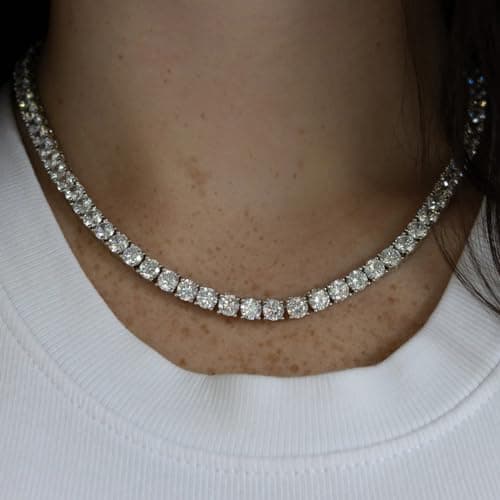 Fesciory Silver 5mm Adjustable Cubic Zircon Tennis Necklace for Women