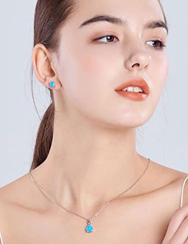 Michooyel Sterling Silver Teardrop Opal Infinity Pendant Necklace for Women