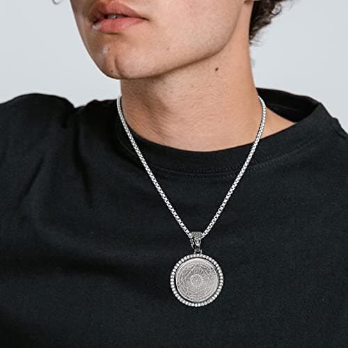 FLYUN Seven Archangels Protection Pendant Necklace, Stainless Steel, 24 inches