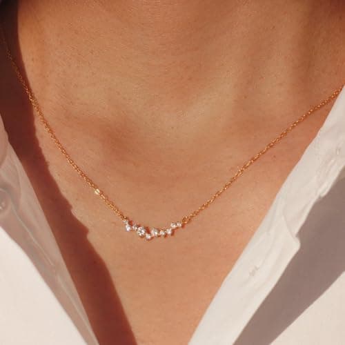 MIDEEO CZ Diamond Layered Pendant Necklace for Women