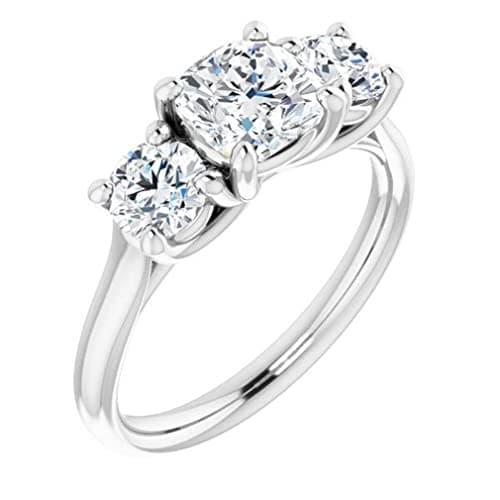 Moissanite Diamond Three Stone Engagement Ring for Women