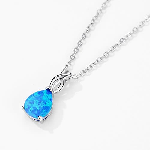 Michooyel Sterling Silver Teardrop Opal Infinity Pendant Necklace for Women