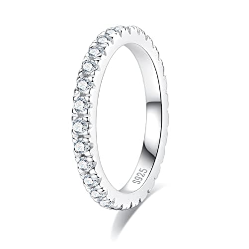AimiIee 1cttw D Color VVS1 Moissanite Eternity Ring in 925 Silver with Certificate