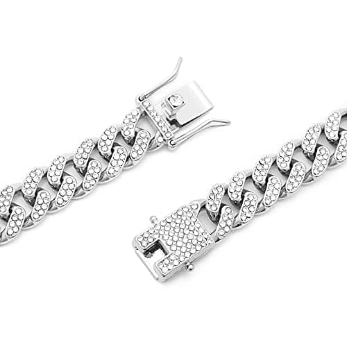 HIPBLING Iced Out Cuban Link Watch Bracelet for Men with Diamond