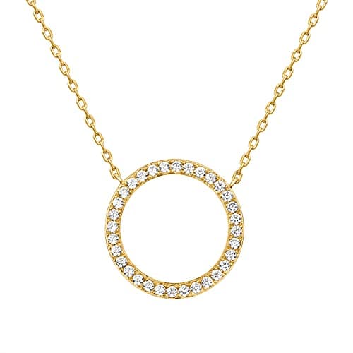 PavoI 14K Gold Plated Circle CZ Solitaire Choker for Women