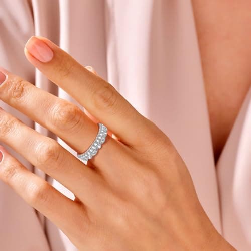 Yaresul Moissanite Half Eternity Ring 925 Silver D Color Stackable wedding ring