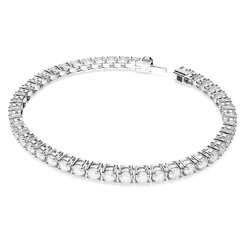 Swarovski Matrix Tennis Bracelet, Clear Round Cut Rhodium Finished