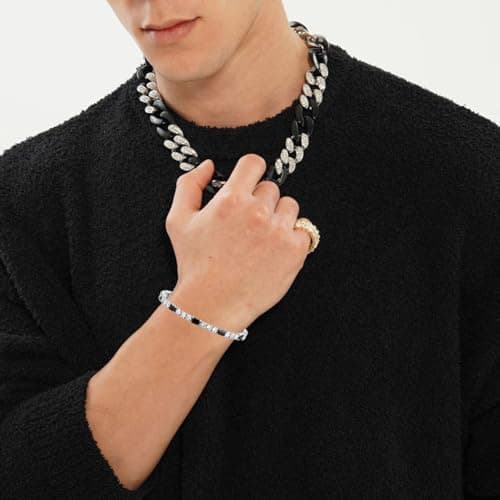 YOSZO Classic 14K Gold Plated Diamond Silver Chain Bracelet