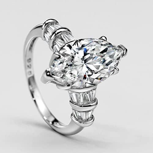 Michooyel S925 6ct Marquise Cut Cubic Zirconia Engagement Ring & Wedding Band for Women