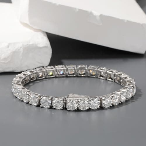 Gem's Moissanite Tennis Bracelet – Lab-Created D Color/VVS1 18k White Gold Plated