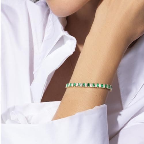 KELORIS PATH Women's 14K Gold Plated White Gold CZ Tennis Bracelet