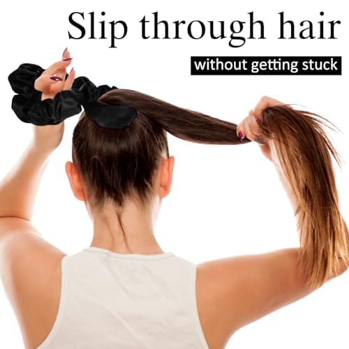 Chuangdi Black Jumbo Satin Scrunchies for Women
