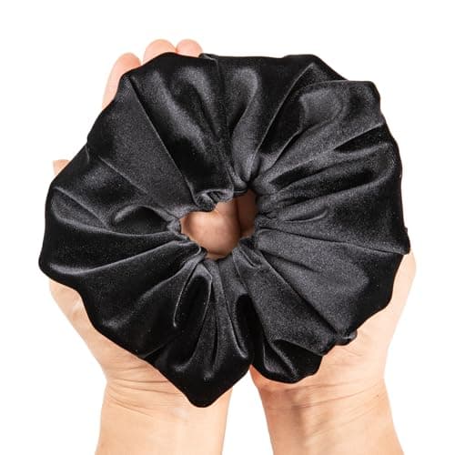 Jumbo Velvet Scrunchies for Women - Thick & Thin Hair, No Damage, Holds Tide (1 Pack, Yellow)