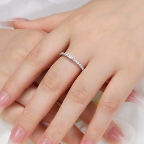 Moissanite Eternity Wedding Band for Women - Sterling Silver - Size 4-11