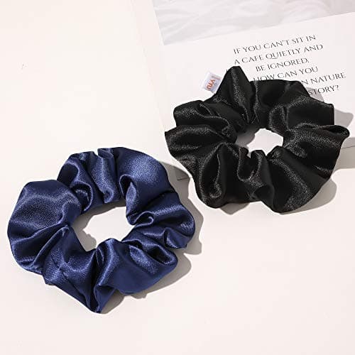 Silk Scrunchies Hair Ties for Girls & Women, Soft No-Crease Ponytail Holders