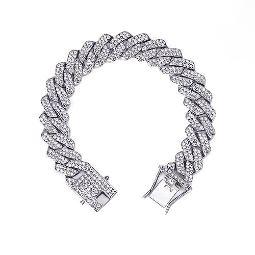 APaztip Thick Iced Out Cuban Link Chains Silver/Gold Bling for Men & Women