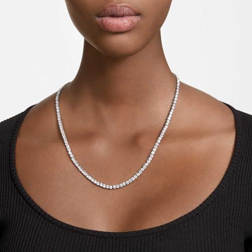 Swarovski Matrix Tennis Necklace, Round Clear Rhodium Finished