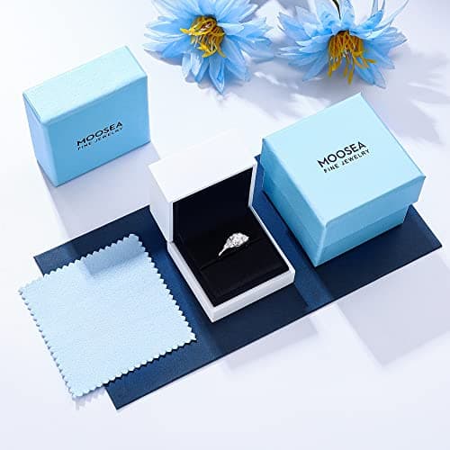 MOOSEA 1.2ct Lab Created Moissanite Engagement Ring, D Color VVS1 Clarity, 14K White Yellow Rose Gold Vermeil