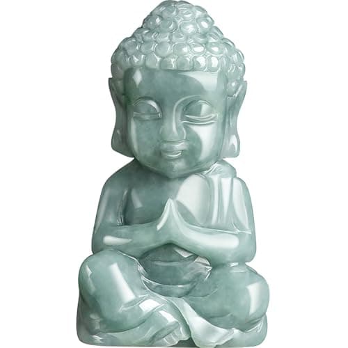 Grade A Certified Natural Jade Buddha Pendant Necklace, Feng Shui Luck Amulet