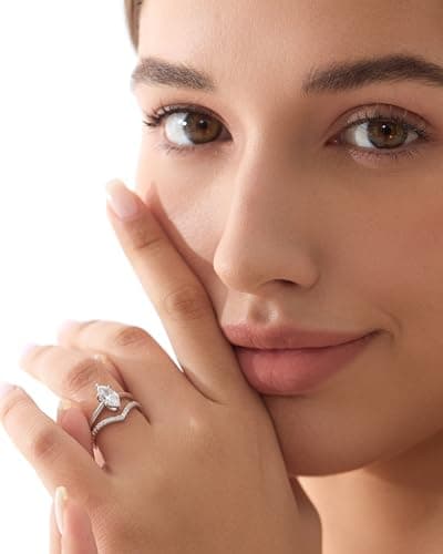 Michooyel S925 1.5ct Marquise Cut 2in1 Engagement & Wedding Rings for Women