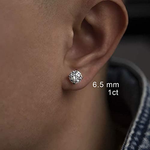Michooyel Moissanite Stud Earrings D Color VVS1 Round Brilliant Cut 925 Sterling Silver Jewelry