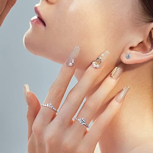 Moissanite Engagement Rings for Women, 1-3ct D Color VVS1 Clarity 925 Sterling Silver