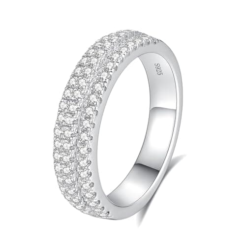 VAXOJEL D Color VVS1 Moissanite Engagement Ring 18K White Gold Plated Sterling Silver