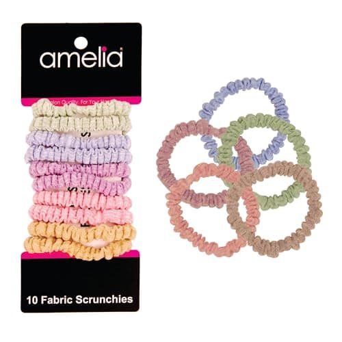 Amelia Beauty 10-Pack Pastels Ribbed Scrunchies – Strong Hold, No-Snag, All Hair Types!