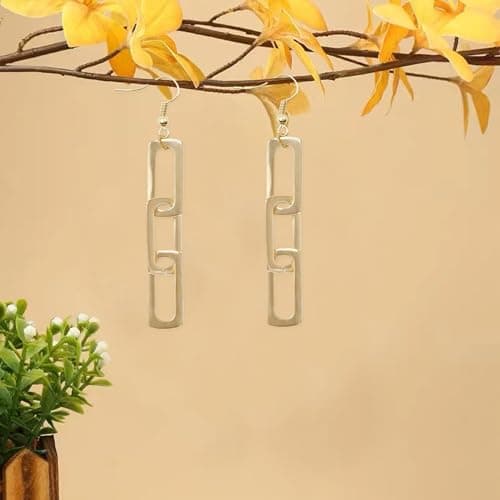 QIAOLEHUI Gold & Silver Plated Minimalist Rectangle Dangle Earrings for Women