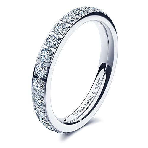 JINEAR 18K Gold Plated CZ Eternity Ring for Women
