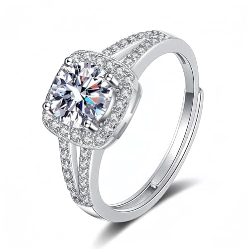 PINAIDYINS Moissanite 1-3CT Rings, 18K Gold Plated, D Color VVS1 Ideal Cut, Gift for Mom/Wife/Girlfriend